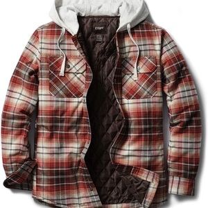 NWT Men’s Hooded Quilted Lined Flannel Jacket
